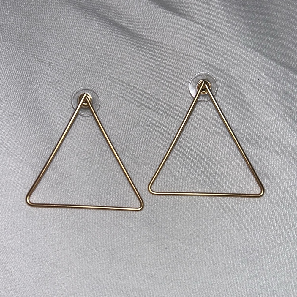 Gold triangle statement earrings